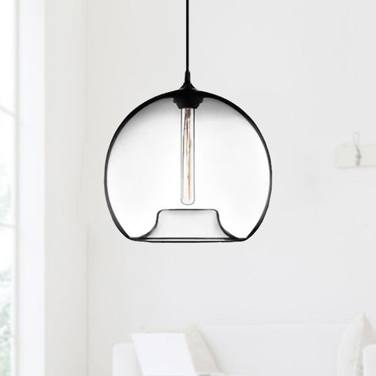 Modern Glass Ball Shade Suspension Light - 1-Light Red/Brown/Blue Hanging Ceiling