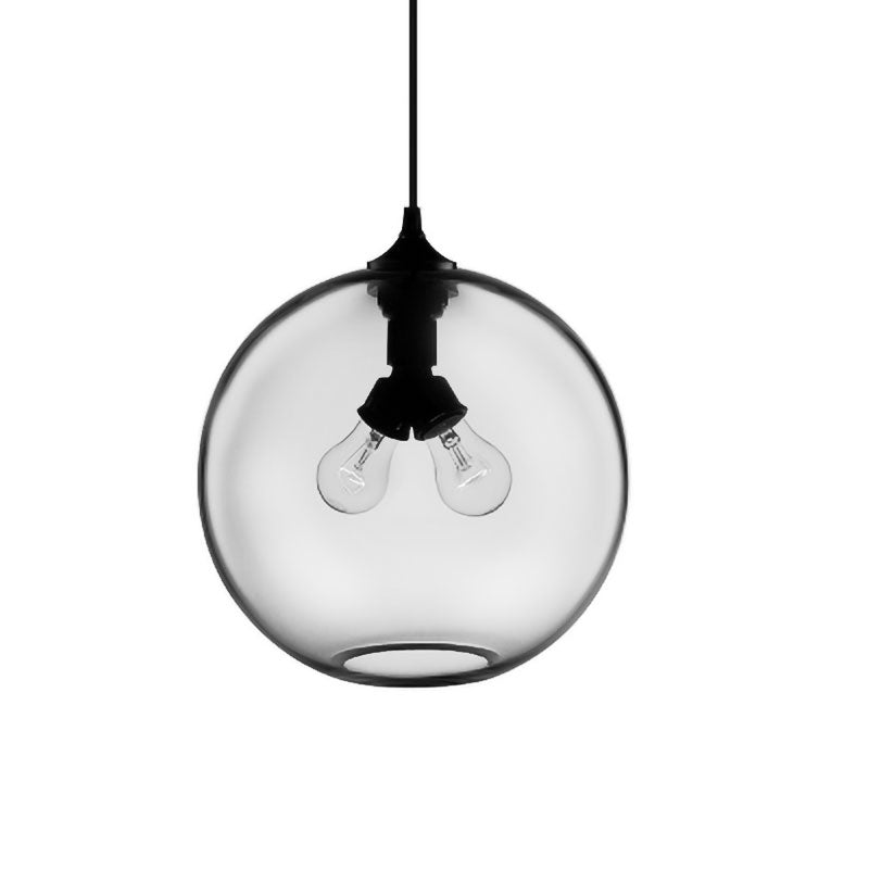Modern Glass Globe Pendant Light - Red/Brown/Clear 2 Lights