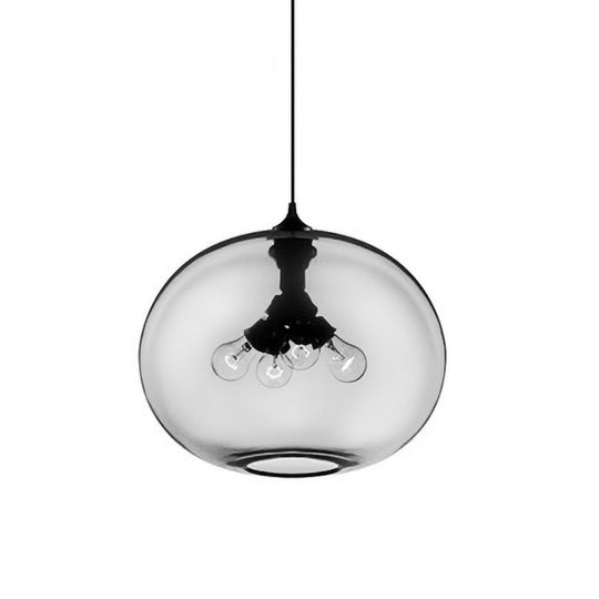 Modern Brown/Clear/Amber 4-Light Ceiling Pendant With Oval Glass Shade