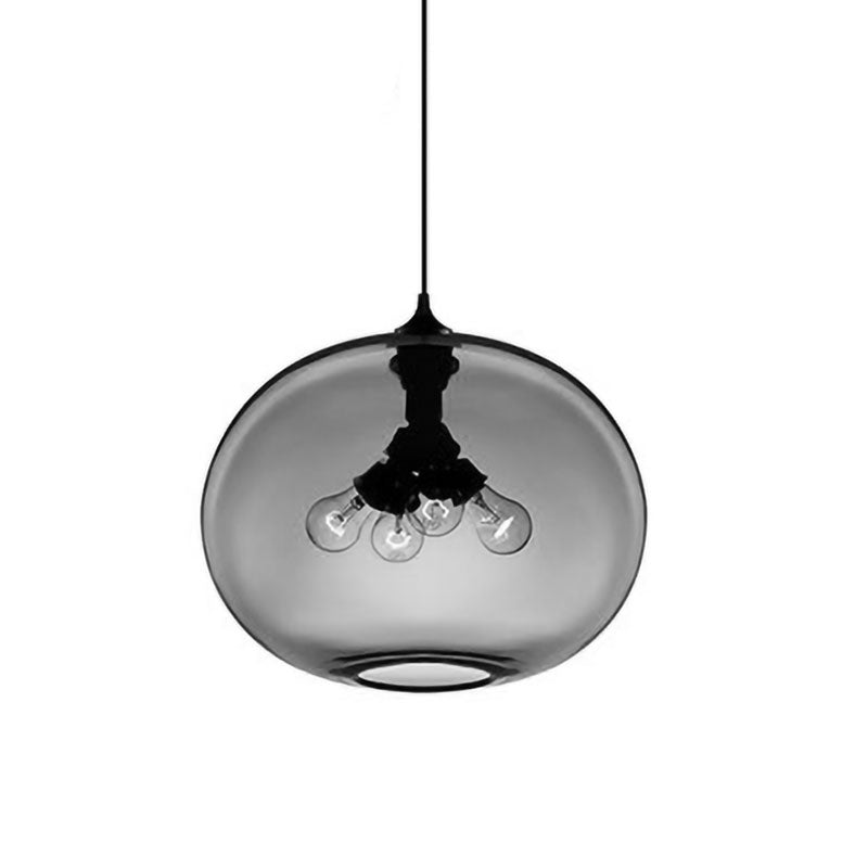 Modern Brown/Clear/Amber Oval Glass Pendant Light - 4-Light Ceiling Hanging Fixture