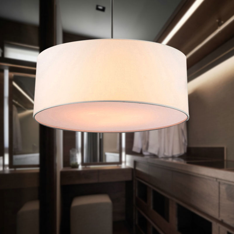Simple Fabric Drum Ceiling Pendant Light - Grey/Black/Beige 12’/16’/18’ Diameter Hanging Lamp Kit