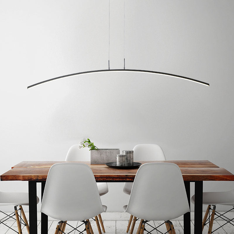 Contemporary Acrylic Led Arch Pendant Light In White - Stepless Dimming With Remote Control