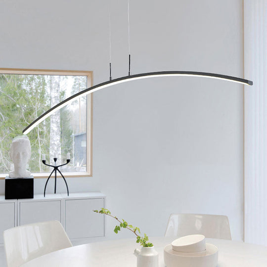 Contemporary Acrylic Led Arch Pendant Light In White - Stepless Dimming With Remote Control