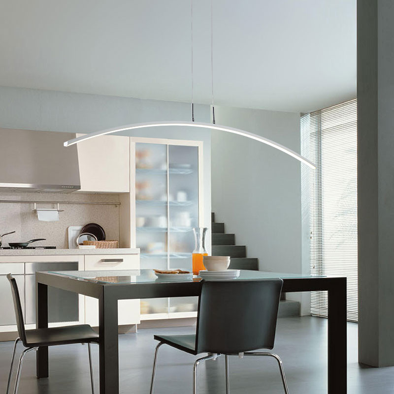 Contemporary Acrylic Led Arch Pendant Light In White - Stepless Dimming With Remote Control /
