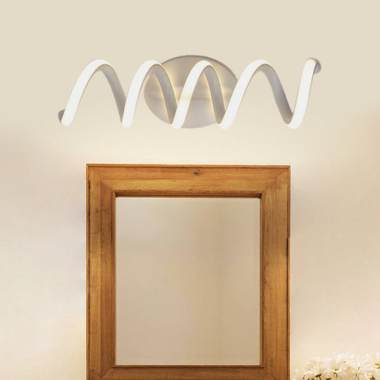 Spiral Led Vanity Light For Modern Bathroom | Wall Mounted Mirror In Warm/White/Natural 13/18.5/22.5