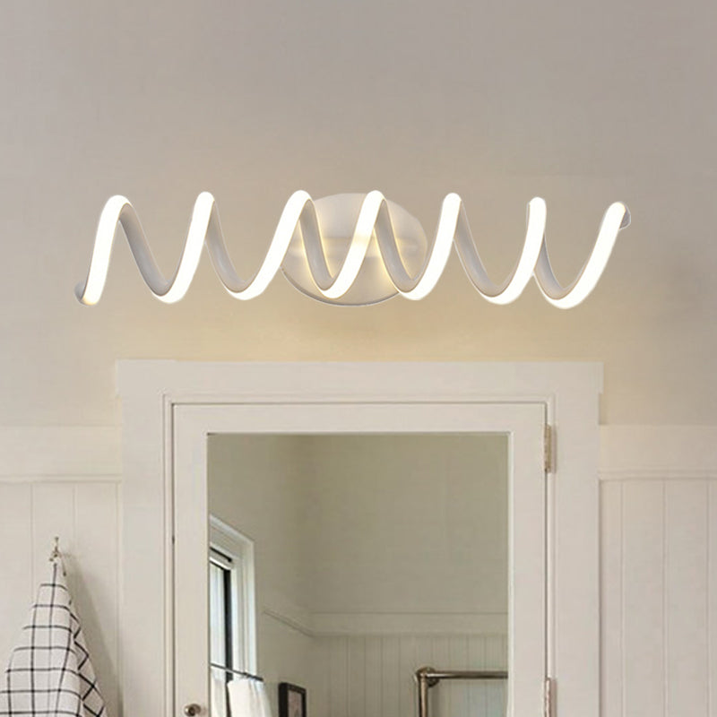 Spiral Led Vanity Light For Modern Bathroom | Wall Mounted Mirror In Warm/White/Natural 13/18.5/22.5