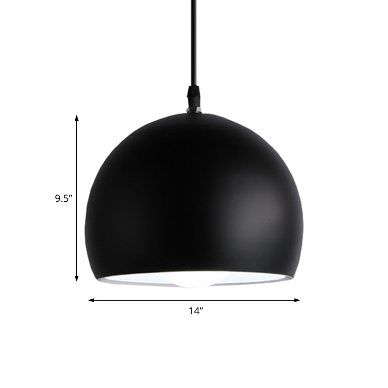 Industrial Style Metallic Globe Pendant Light With Black Shade - 1 Head Kitchen Lamp 8/10/14 Width