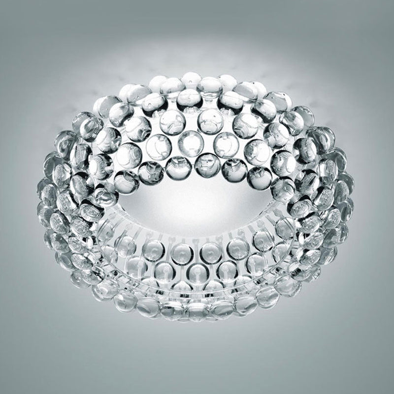 Designer Clear Glass Led Bedroom Flush Ceiling Light Fixture - 14’/19.5’/25.5’ Wide Bubble Lighting