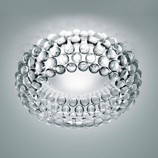 Designer Clear Glass Led Bedroom Flush Ceiling Light Fixture - 14’/19.5’/25.5’ Wide Bubble Lighting