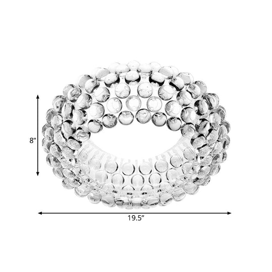 Designer Clear Glass Led Bedroom Flush Ceiling Light Fixture - 14’/19.5’/25.5’ Wide Bubble Lighting