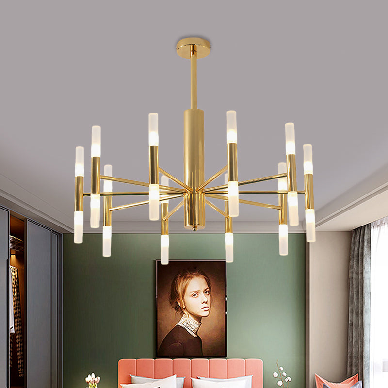 27/39 Wide White Glass Tube Chandelier With Multi Lights - Modern Gold Led Hanging Light Fixture