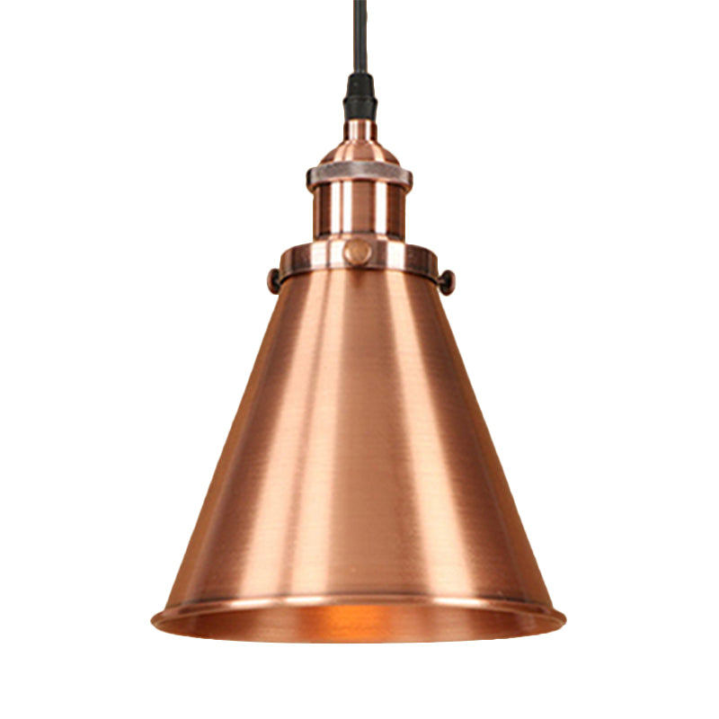 Industrial Style Cone-Shaped Hanging Pendant Lamp - Black/Brass Iron Ideal For Dining Room Lighting