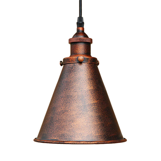 Industrial Style Cone-Shaped Hanging Pendant Lamp - Black/Brass Iron Ideal For Dining Room Lighting