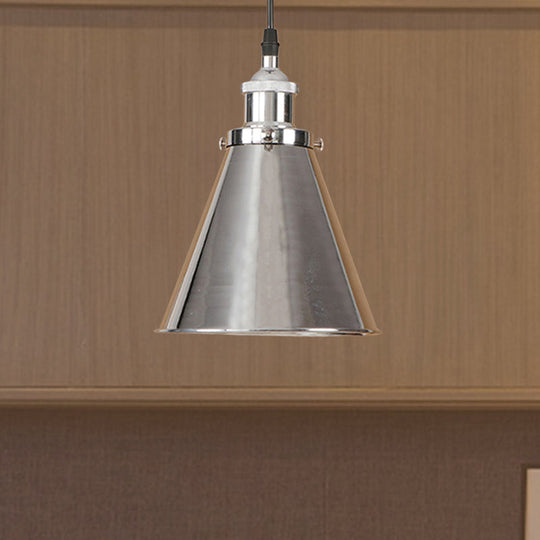 Industrial Style Cone-Shaped Hanging Pendant Lamp - Black/Brass Iron Ideal For Dining Room Lighting