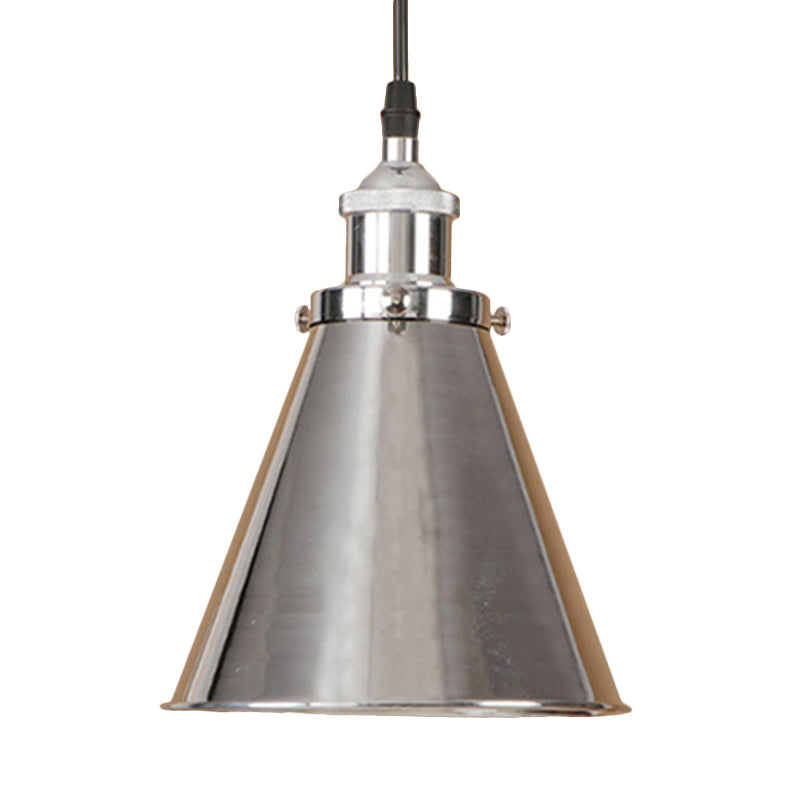 Industrial Style Cone-Shaped Hanging Pendant Lamp - Black/Brass Iron Ideal For Dining Room Lighting