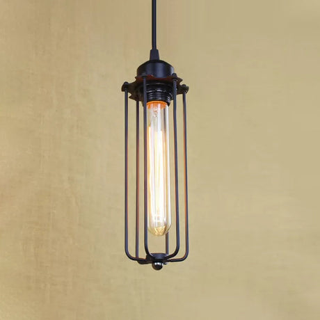 Stylish Black Metallic Wire Cage Pendant Ceiling Light For Hallway