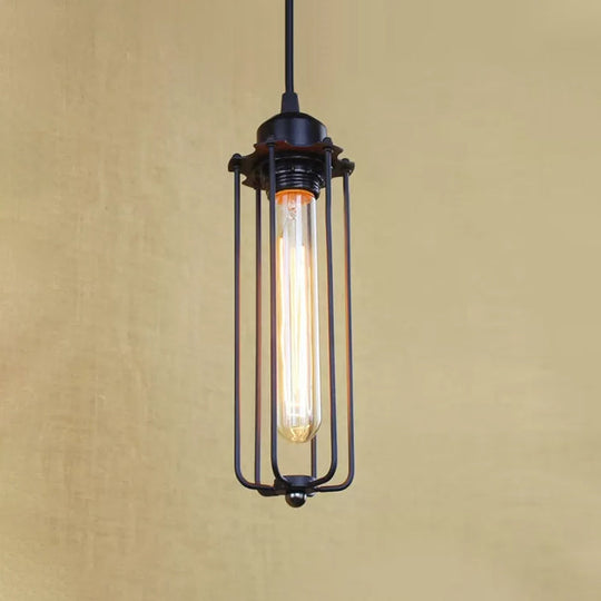 Stylish Black Metallic Wire Cage Pendant Ceiling Light For Hallway