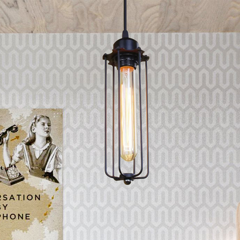 Stylish Black Metallic Wire Cage Pendant Ceiling Light For Hallway