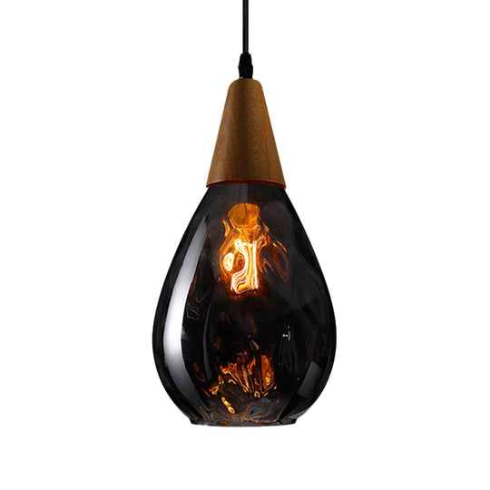 Modernist Style Teardrop Pendant Lamp With Dimpled Glass - 6’/8’ Wide Amber/Clear 1 Light