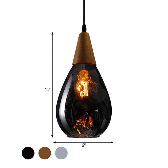 Modernist Style Teardrop Pendant Lamp With Dimpled Glass - 6’/8’ Wide Amber/Clear 1 Light