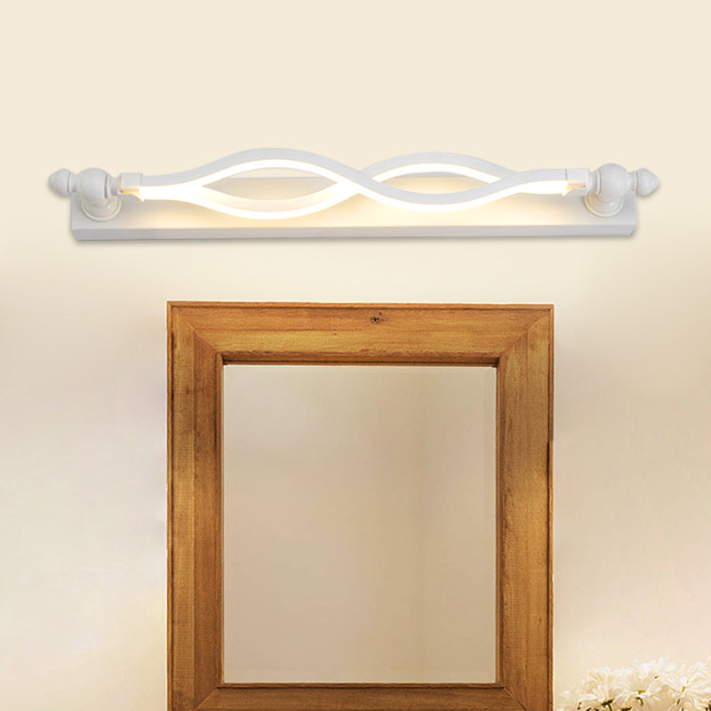 Modern Twist Acrylic 1-Light Led Vanity Sconce - Warm/White/Natural Light 20.5/24 Wide White / 20.5