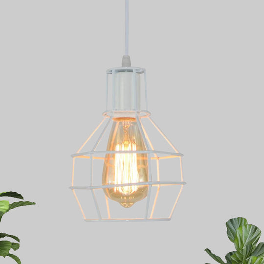 Modern Silver/Gold Metal Ceiling Fixture With Cage Shade - Stylish Loft Hanging Lamp For Coffee