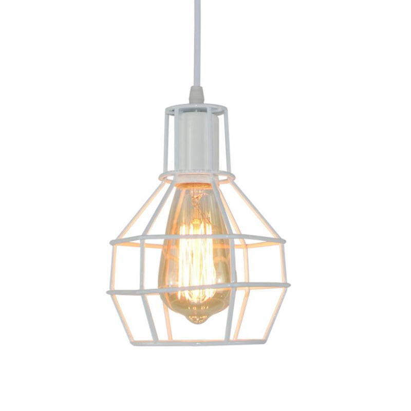 Modern Silver/Gold Metal Ceiling Fixture With Cage Shade - Stylish Loft Hanging Lamp For Coffee