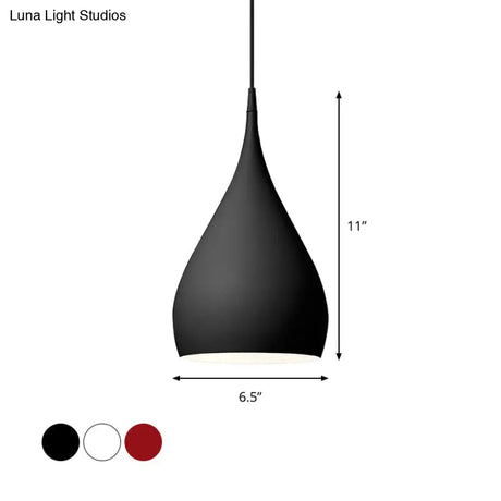 6.5/10 Teardrop Pendant Light - Modern Metal 1 Black/White/Red