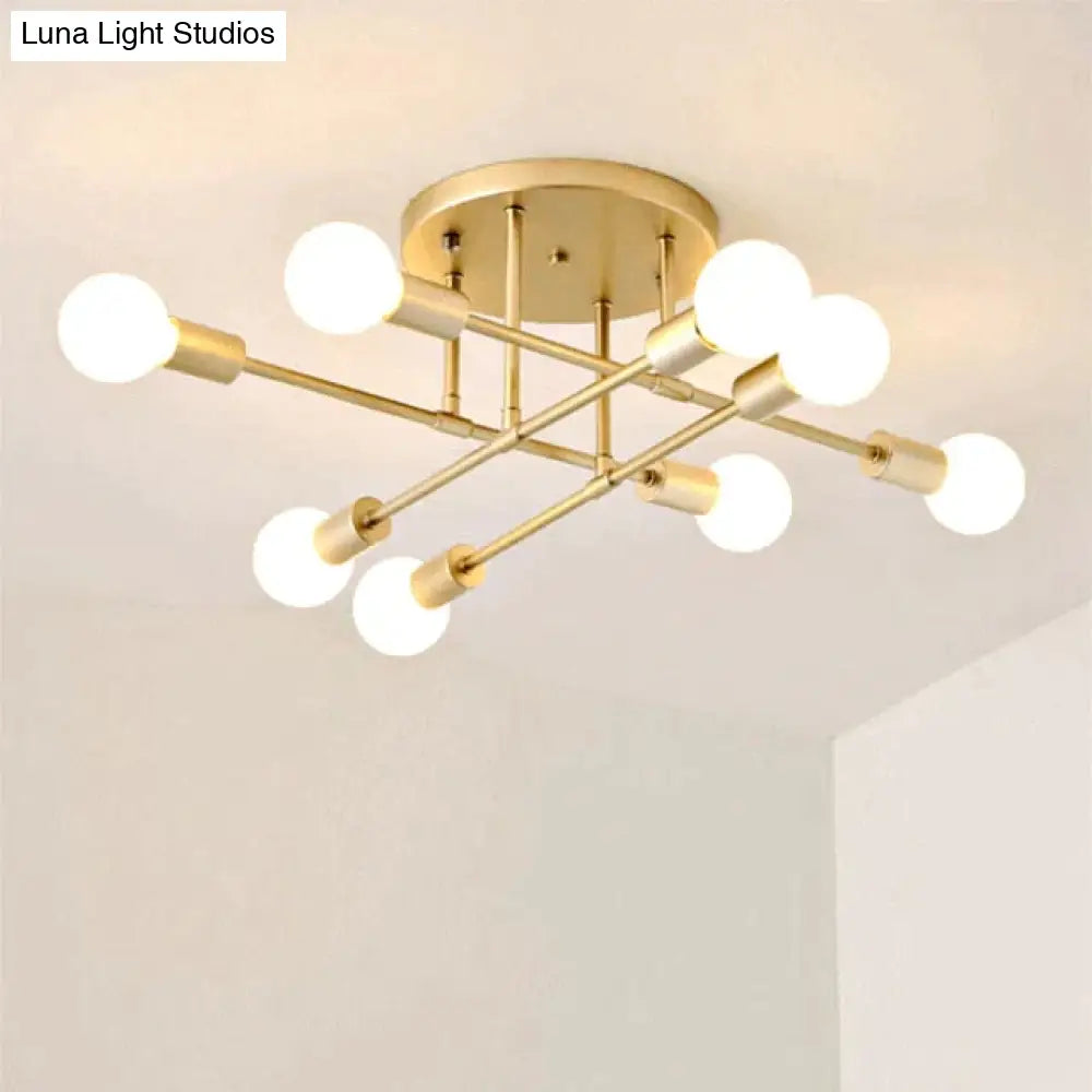 6/8 Head Led Industrial Iron Ceiling Light Living Room Lighting Nordic E27 Lamp Golden 8 Heads