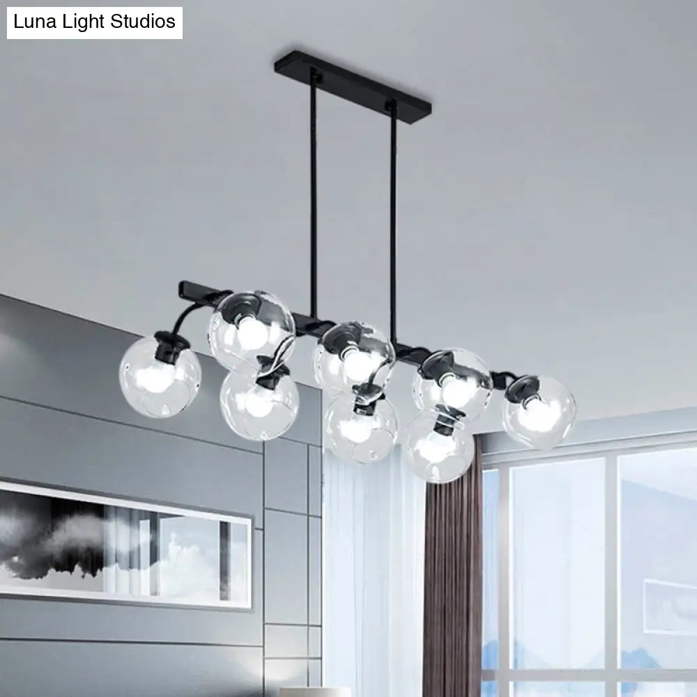 6/8-Light Modern Pendant With Black Orb Shade For Kitchen And Dining Room 8 / Clear