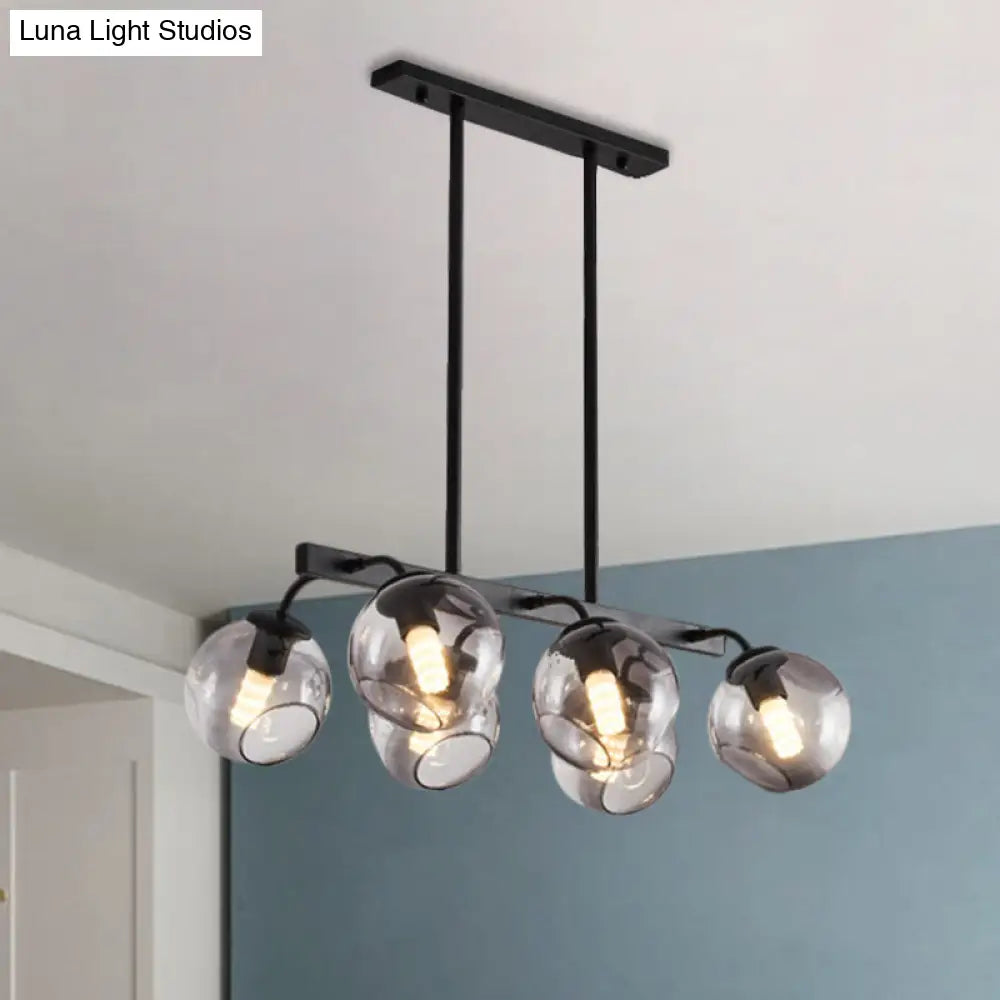 6/8-Light Modern Pendant With Black Orb Shade For Kitchen And Dining Room 6 / Smoke Gray