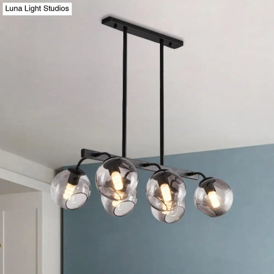 6/8-Light Modern Pendant With Black Orb Shade For Kitchen And Dining Room 6 / Smoke Gray