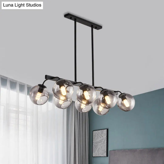 6/8-Light Modern Pendant With Black Orb Shade For Kitchen And Dining Room 8 / Smoke Gray