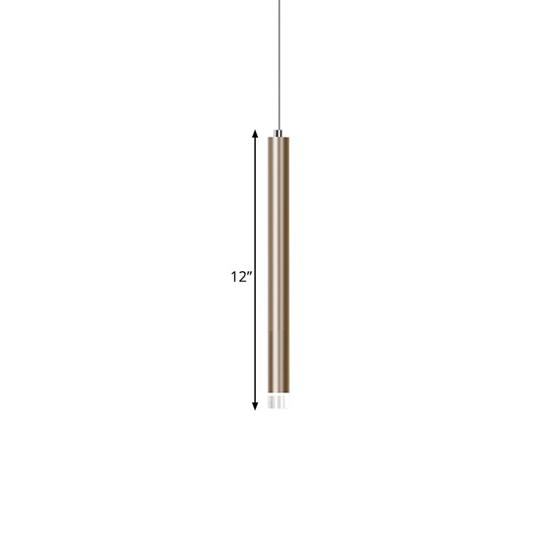 Modern Metal Flute Pendant Light - 1 Head Gold Led For Bar Counter Warm/White 12/19.5/23.5 Height