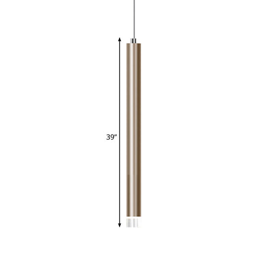 Modern Metal Flute Pendant Light - 1 Head Gold Led For Bar Counter Warm/White 12/19.5/23.5 Height
