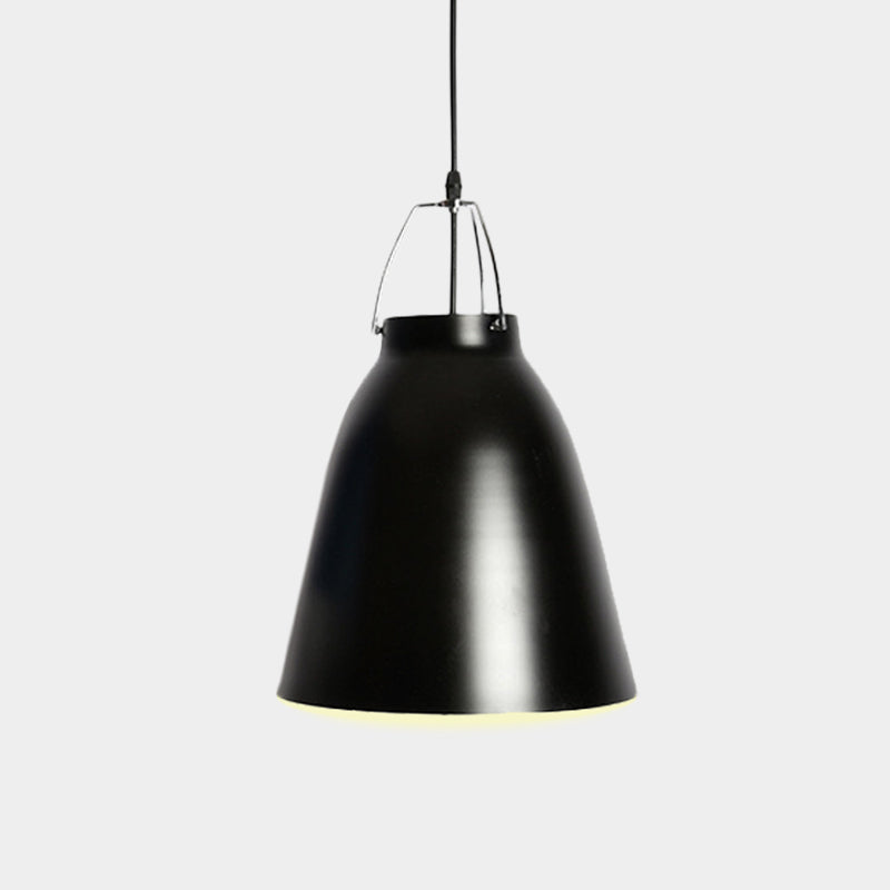 Modern Bell Ceiling Pendant: 1-Head Metallic Hanging Light In Black/White - Dining Room Fixture