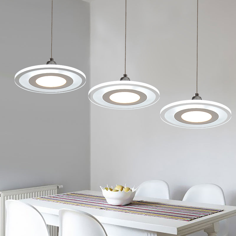 Minimalist Circle Pendant Led Lamp For Dining Room Island - Warm/White Light