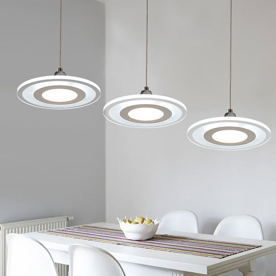 Modern Circle Pendant Led Hanging Lamp For Dining Room Island With Acrylic Shade In Warm/White Light
