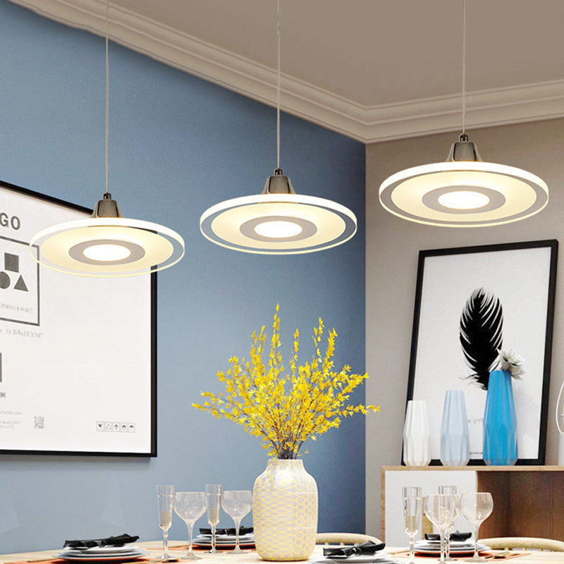 Minimalist Circle Pendant Led Lamp For Dining Room Island - Warm/White Light