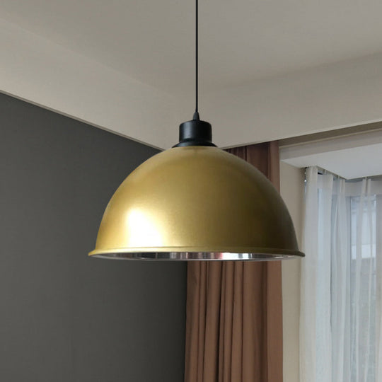 Industrial Style Domed Aluminum Ceiling Fixture - 12.5’/14’ Corded Hanging Lamp In Black/Red