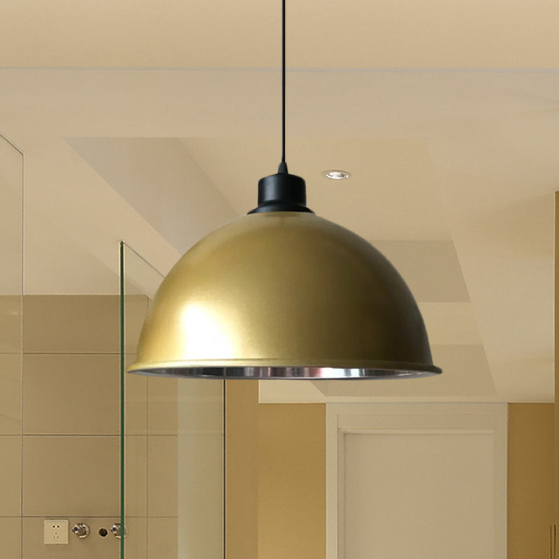 Industrial Style Domed Aluminum Ceiling Fixture - 12.5’/14’ Corded Hanging Lamp In Black/Red