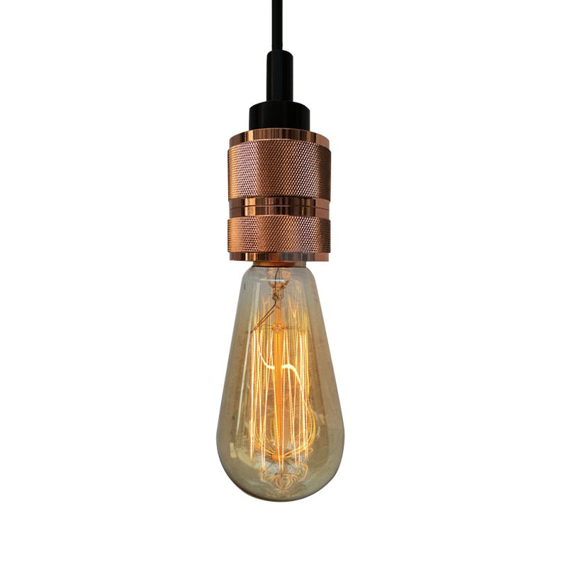 Copper/Black Industrial Pendant Light With Adjustable Cord And Exposed Bulb - Perfect For
