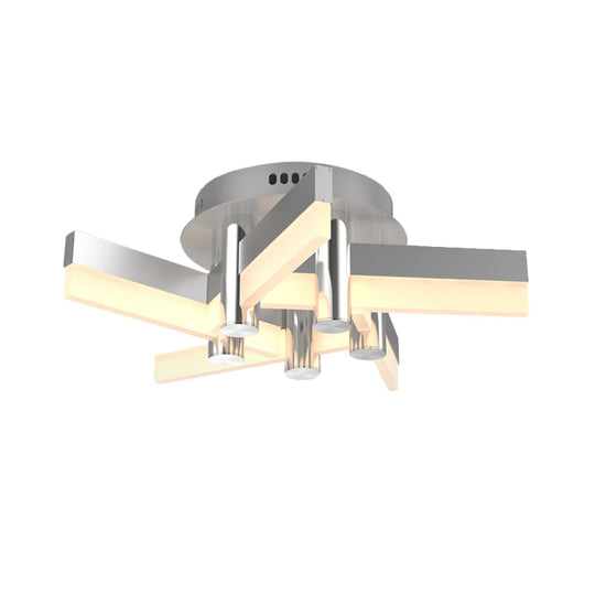 Semi - Mount Sputnik Ceiling Light With Acrylic Shade & Modern Silver Finish - Ideal For Indoor