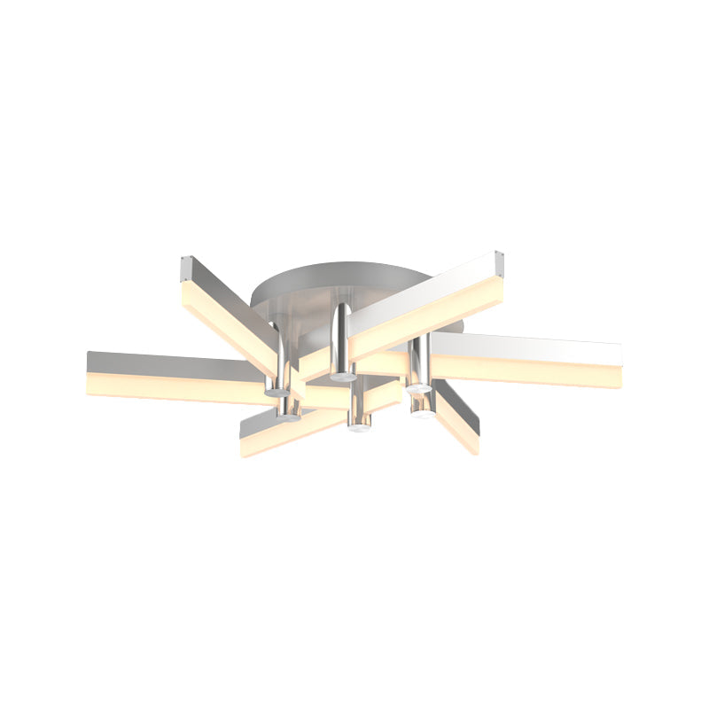Semi - Mount Sputnik Ceiling Light With Acrylic Shade & Modern Silver Finish - Ideal For Indoor