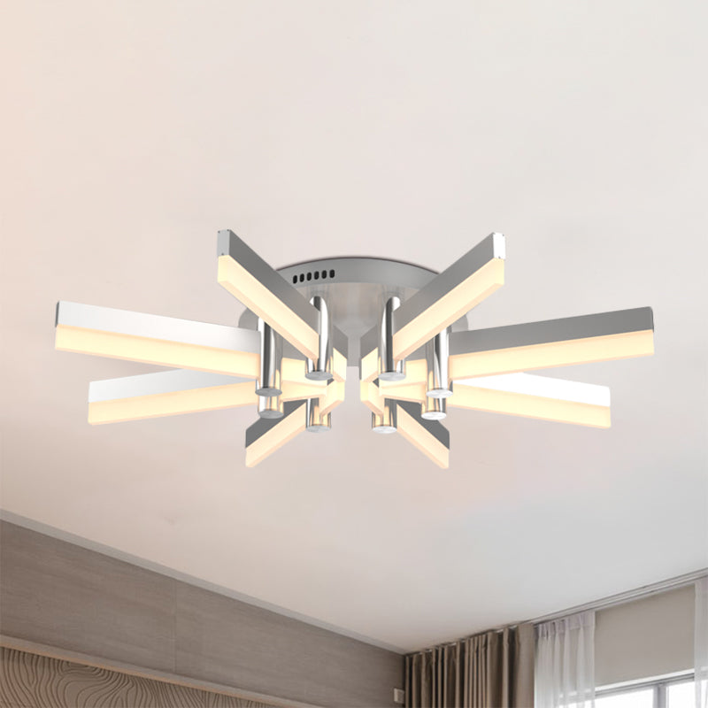 Semi - Mount Sputnik Ceiling Light With Acrylic Shade & Modern Silver Finish - Ideal For Indoor