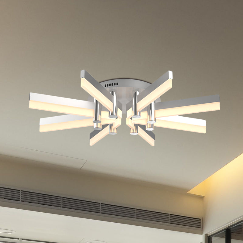 Semi - Mount Sputnik Ceiling Light With Acrylic Shade & Modern Silver Finish - Ideal For Indoor