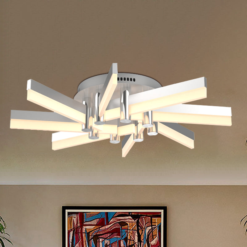 Semi - Mount Sputnik Ceiling Light With Acrylic Shade & Modern Silver Finish - Ideal For Indoor