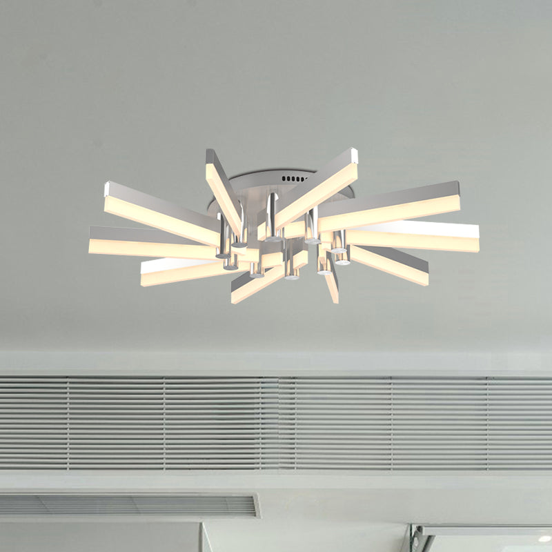 Semi - Mount Sputnik Ceiling Light With Acrylic Shade & Modern Silver Finish - Ideal For Indoor