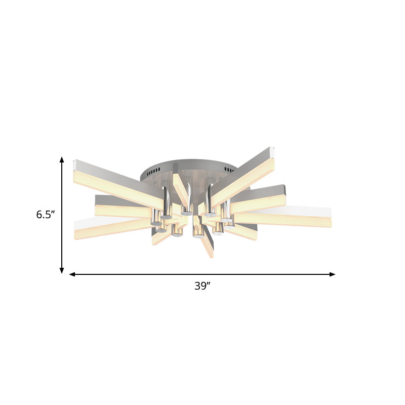 Semi - Mount Sputnik Ceiling Light With Acrylic Shade & Modern Silver Finish - Ideal For Indoor