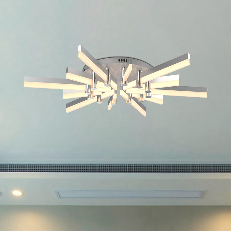 Semi - Mount Sputnik Ceiling Light With Acrylic Shade & Modern Silver Finish - Ideal For Indoor